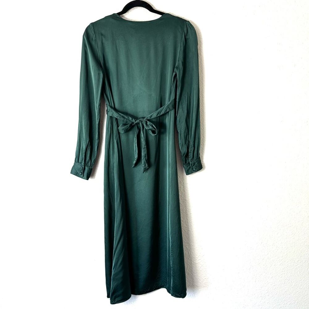 & Other Stories Dark Green Satin Midi Dress Size 6 - Picture 3 of 9